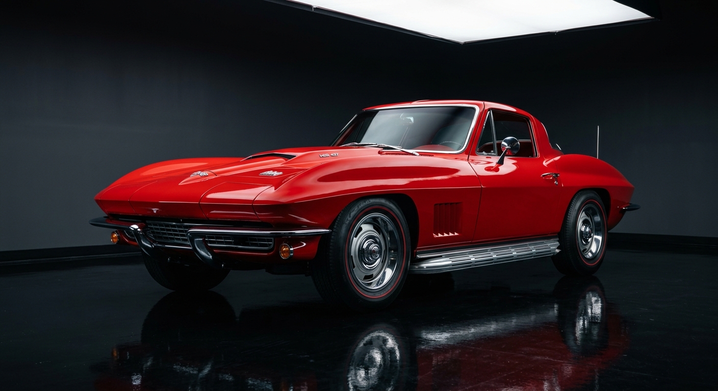 1967 Chevrolet Corvette L88 in dramatic studio lighting against dark background