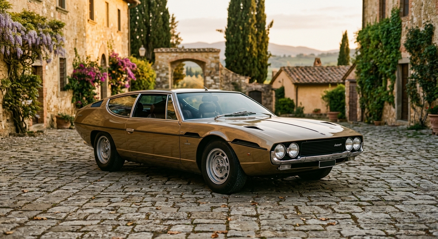 1969 Lamborghini Espada classic Italian grand tourer in period setting