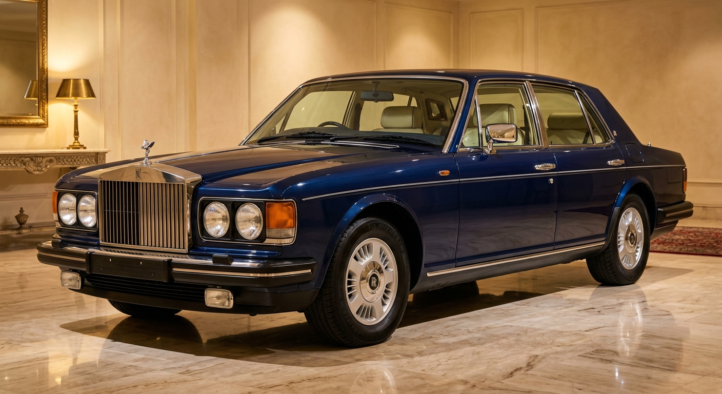 1993 Rolls-Royce Silver Spirit III luxury sedan in elegant studio setting with warm lighting