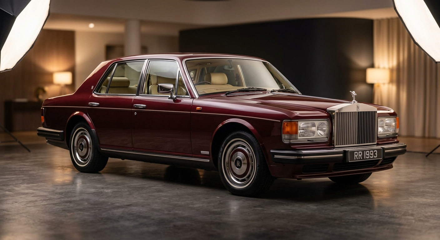 1993 Rolls-Royce Silver Spur III luxury sedan in elegant studio setting with warm lighting