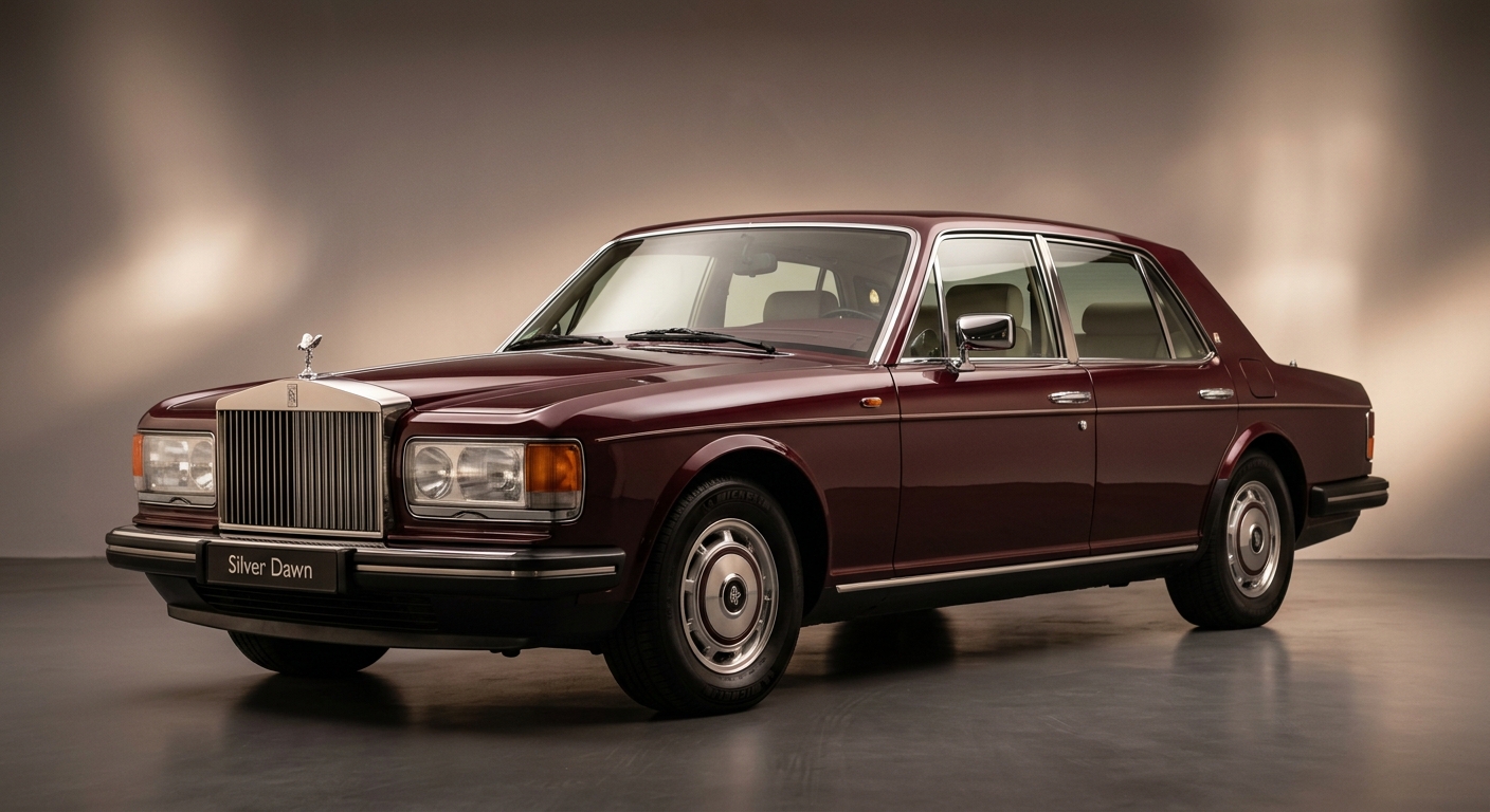 1994 Rolls-Royce Silver Dawn luxury sedan in elegant studio setting with warm lighting