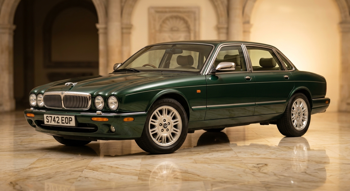 1998 Daimler Super Eight luxury sedan in elegant studio lighting with warm golden tones