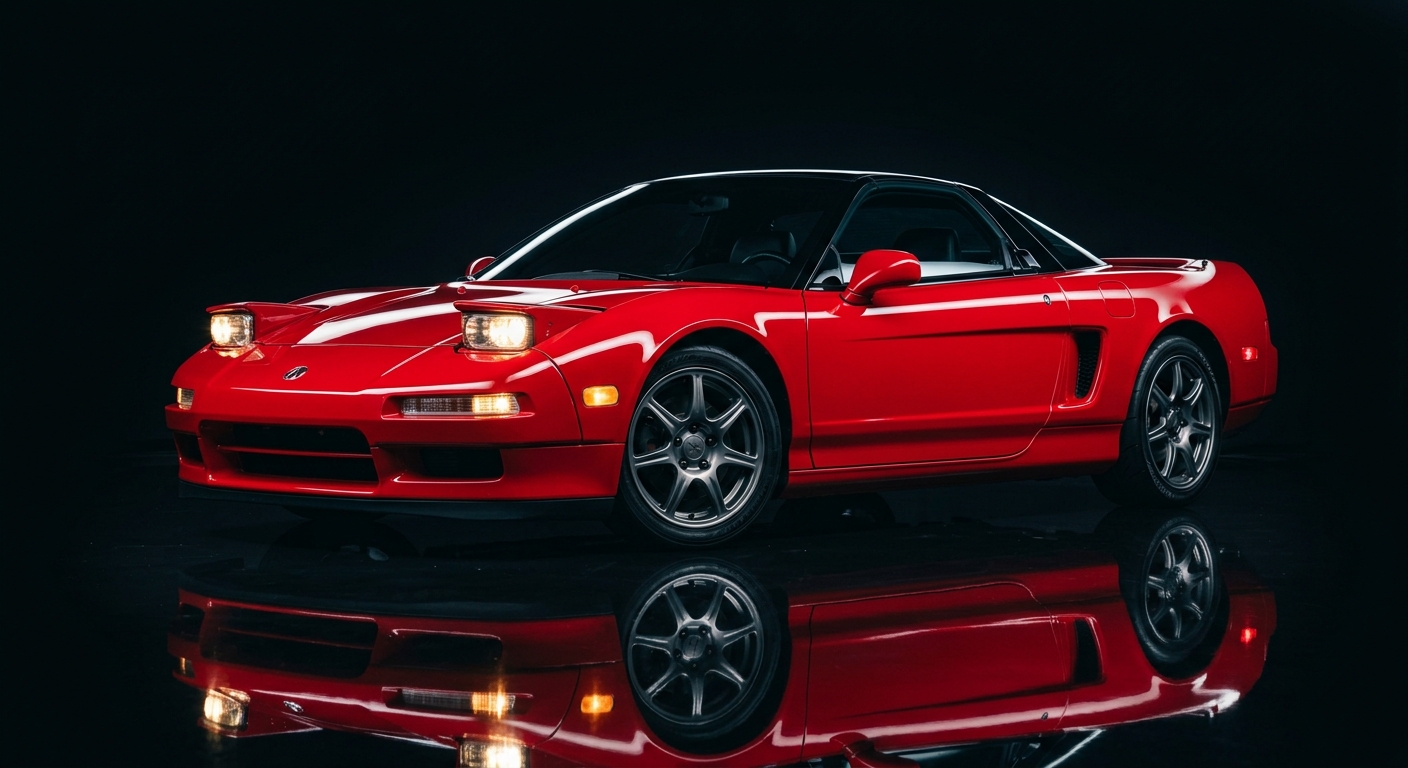 2001 Acura NSX sports car in dramatic studio lighting with dark background