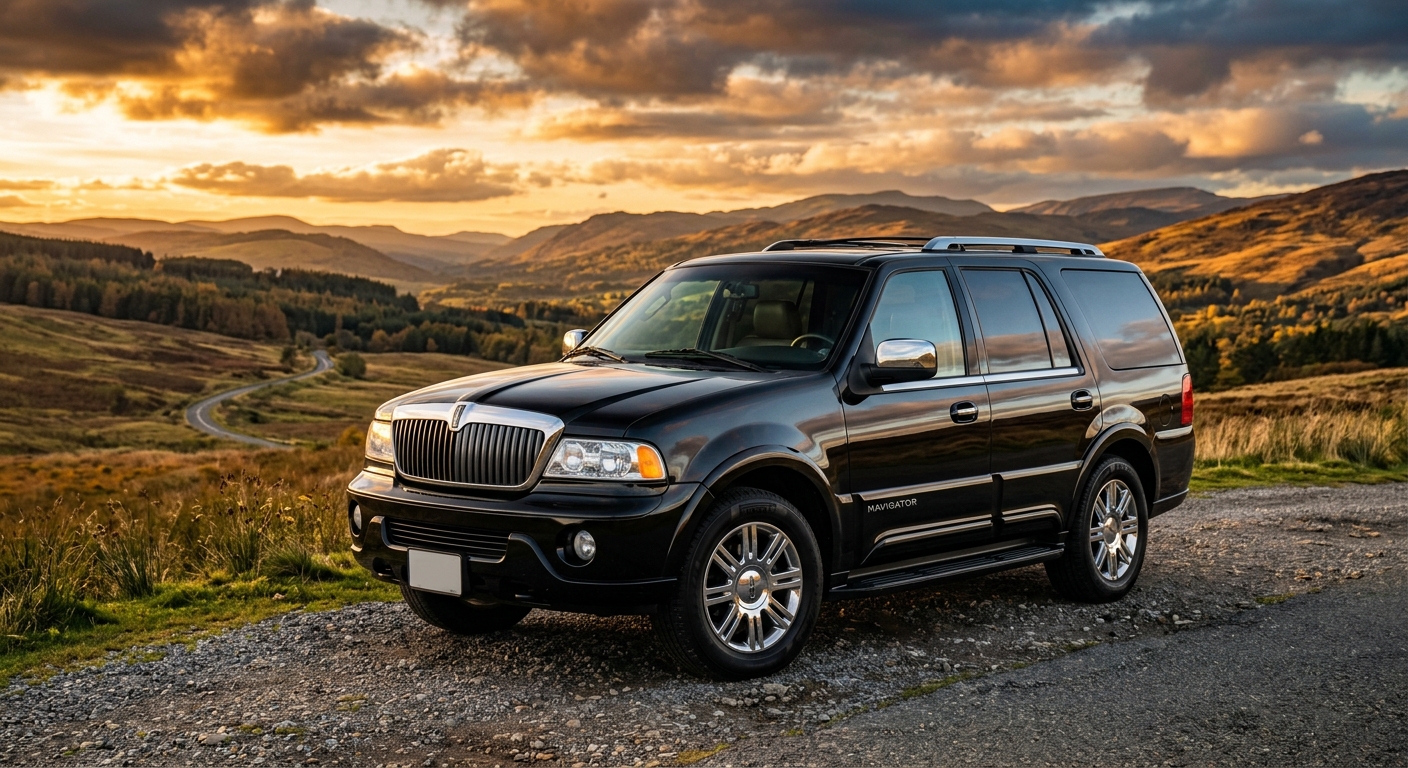 2001 Lincoln Navigator luxury SUV in elegant outdoor setting with dramatic lighting