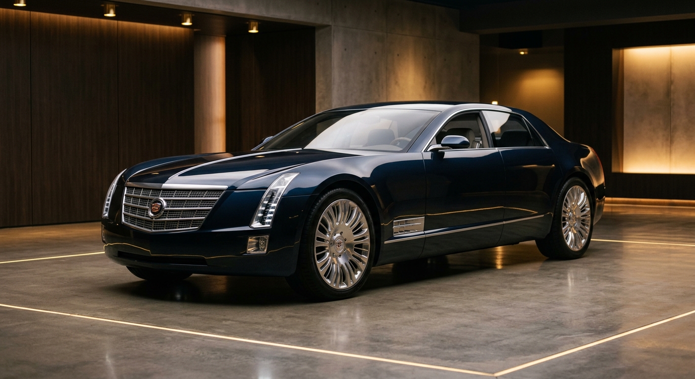 2003 Cadillac Sixteen luxury concept sedan in elegant studio setting with warm lighting