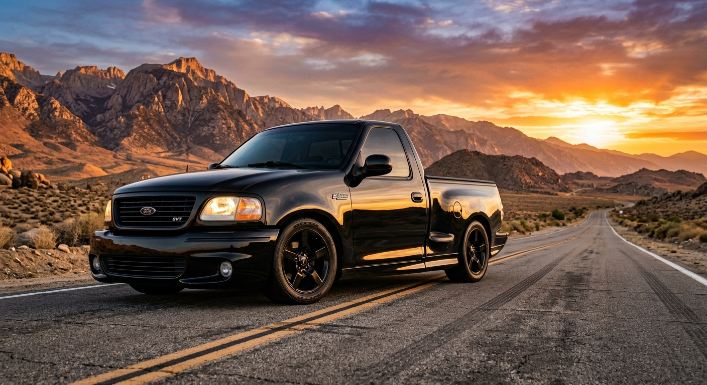 2004 Ford F-150 Lightning performance pickup truck in dramatic outdoor setting