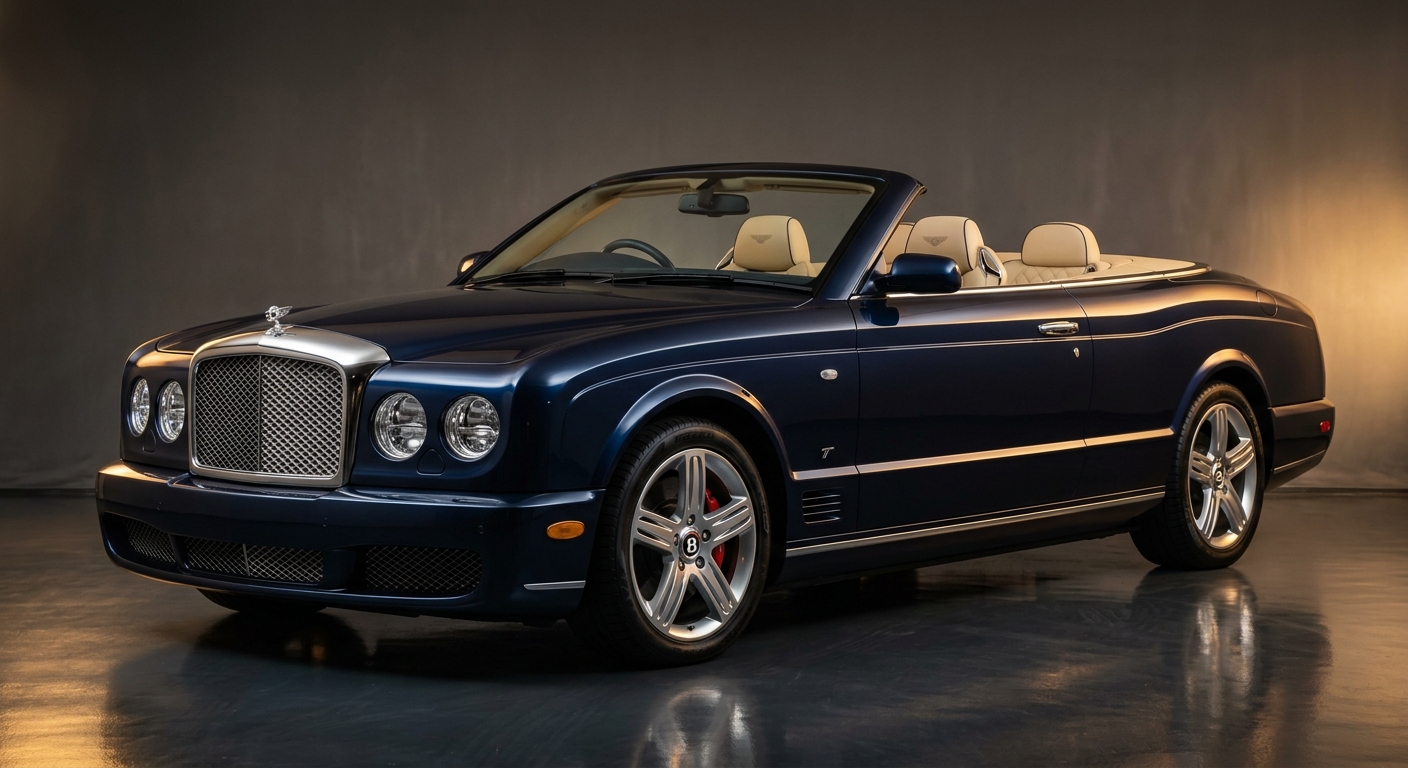 2009 Bentley Azure T luxury convertible in elegant studio setting with soft warm lighting