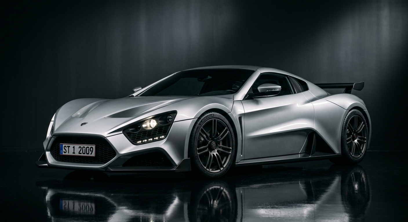 2009 Zenvo ST1 Danish supercar in dramatic studio lighting with dark background