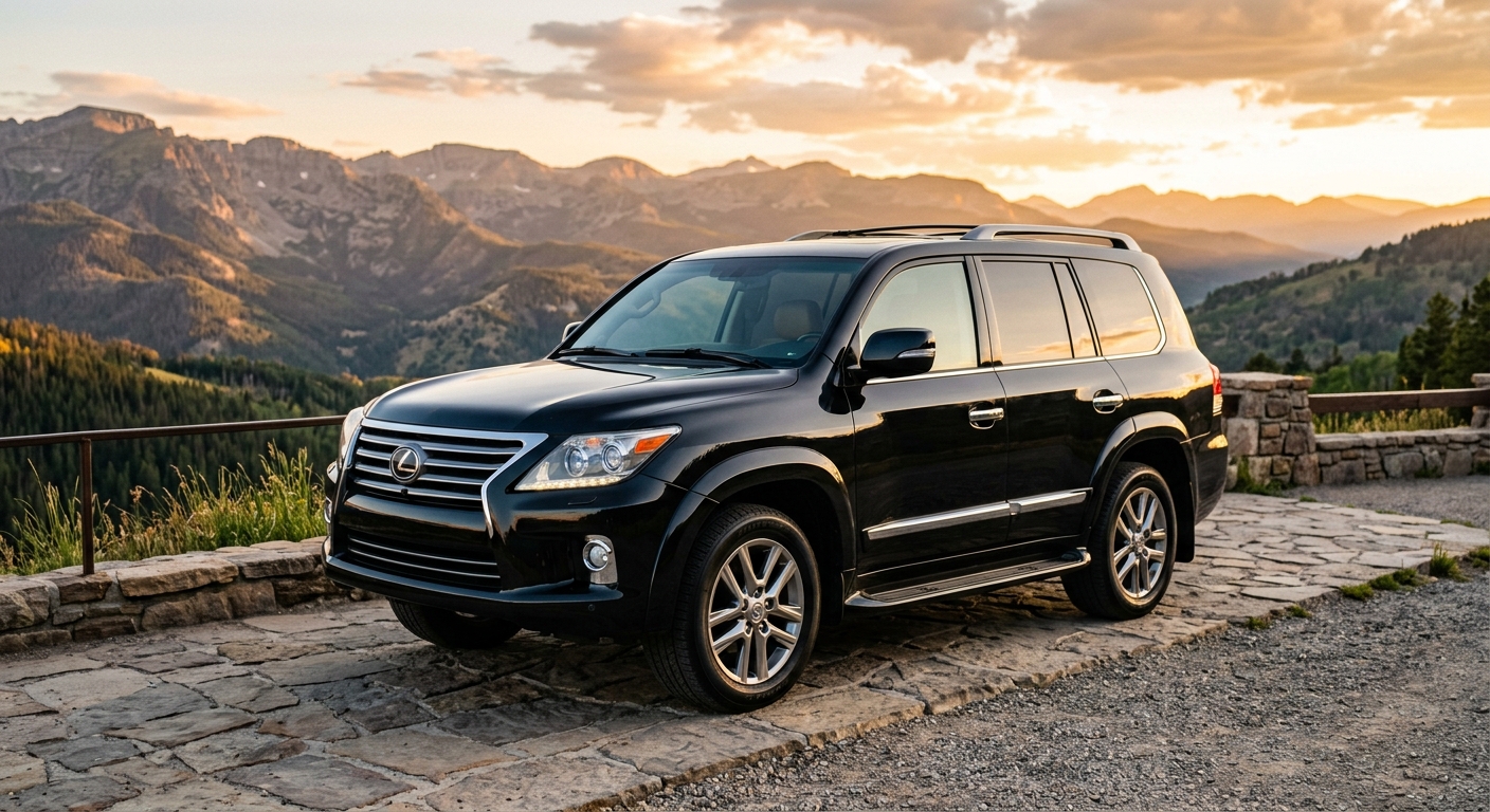 2010 Lexus LX 570 luxury SUV in elegant outdoor setting with dramatic landscape
