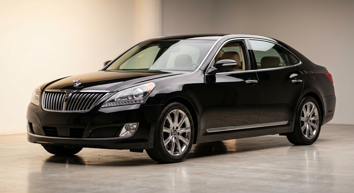 2011 Hyundai Equus luxury sedan in elegant studio setting with soft lighting