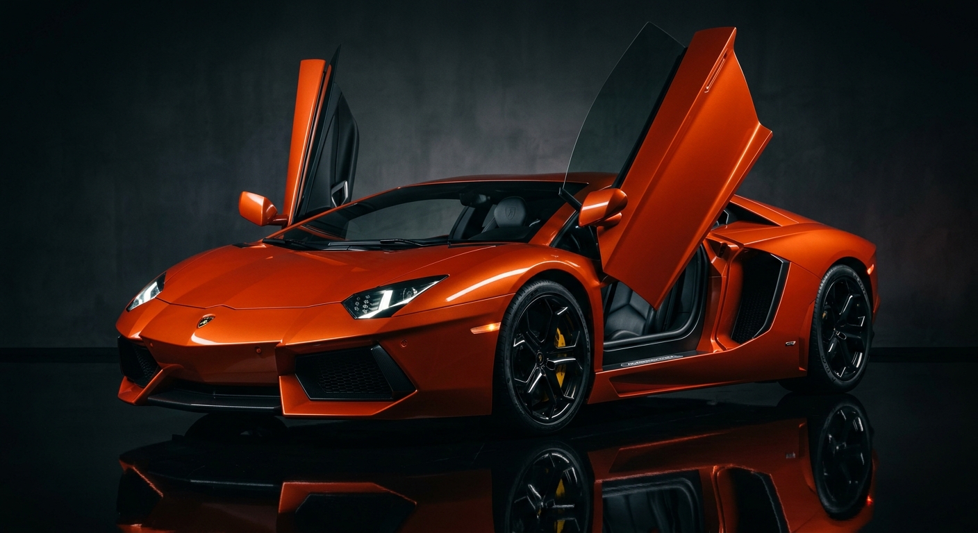 2011 Lamborghini Aventador LP700-4 supercar in dramatic studio lighting with dark background