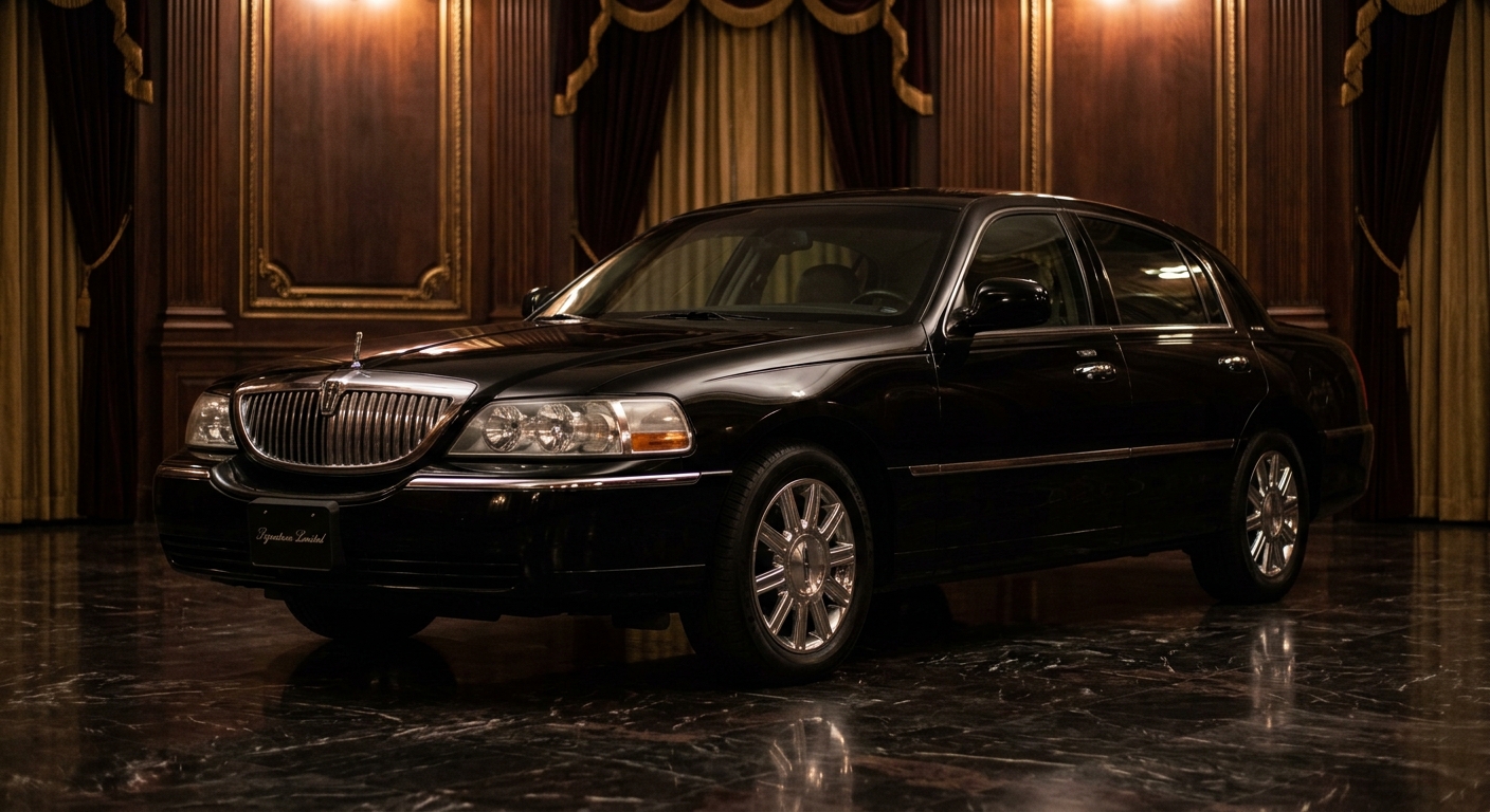 2011 Lincoln Town Car Signature Limited luxury sedan in elegant studio lighting with warm golden ambiance