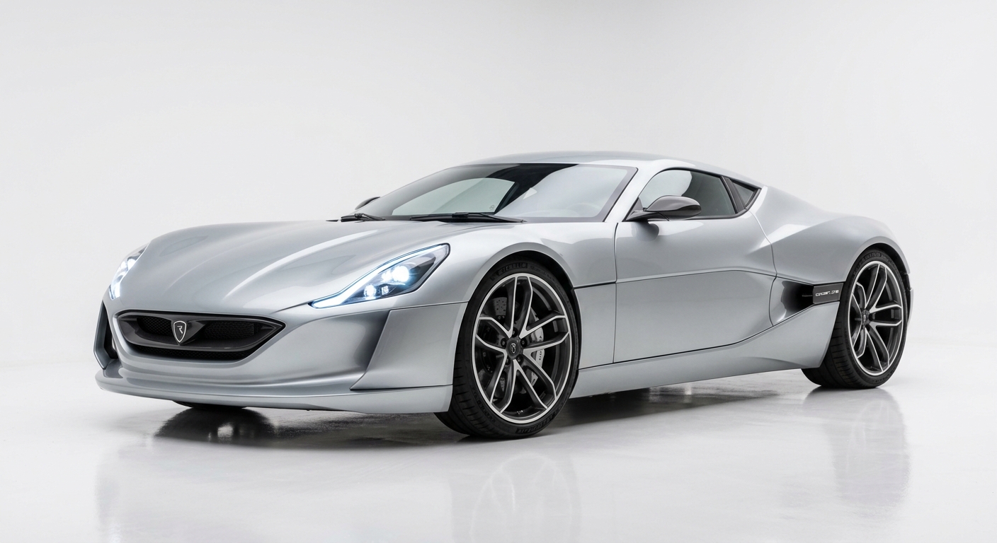 2011 Rimac Concept_One electric hypercar in studio lighting showcasing its sleek aerodynamic design