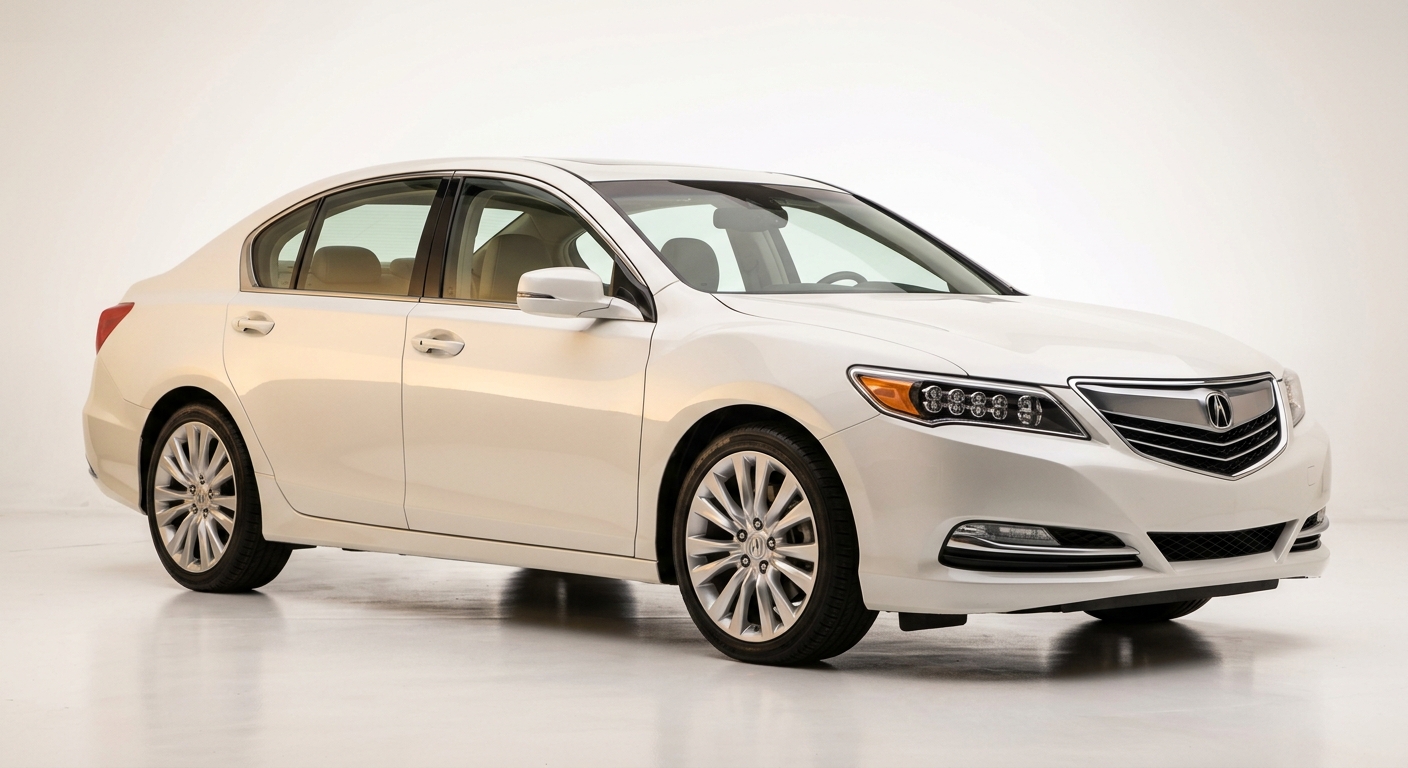 2014 Acura RLX luxury sedan in elegant studio setting with soft warm lighting