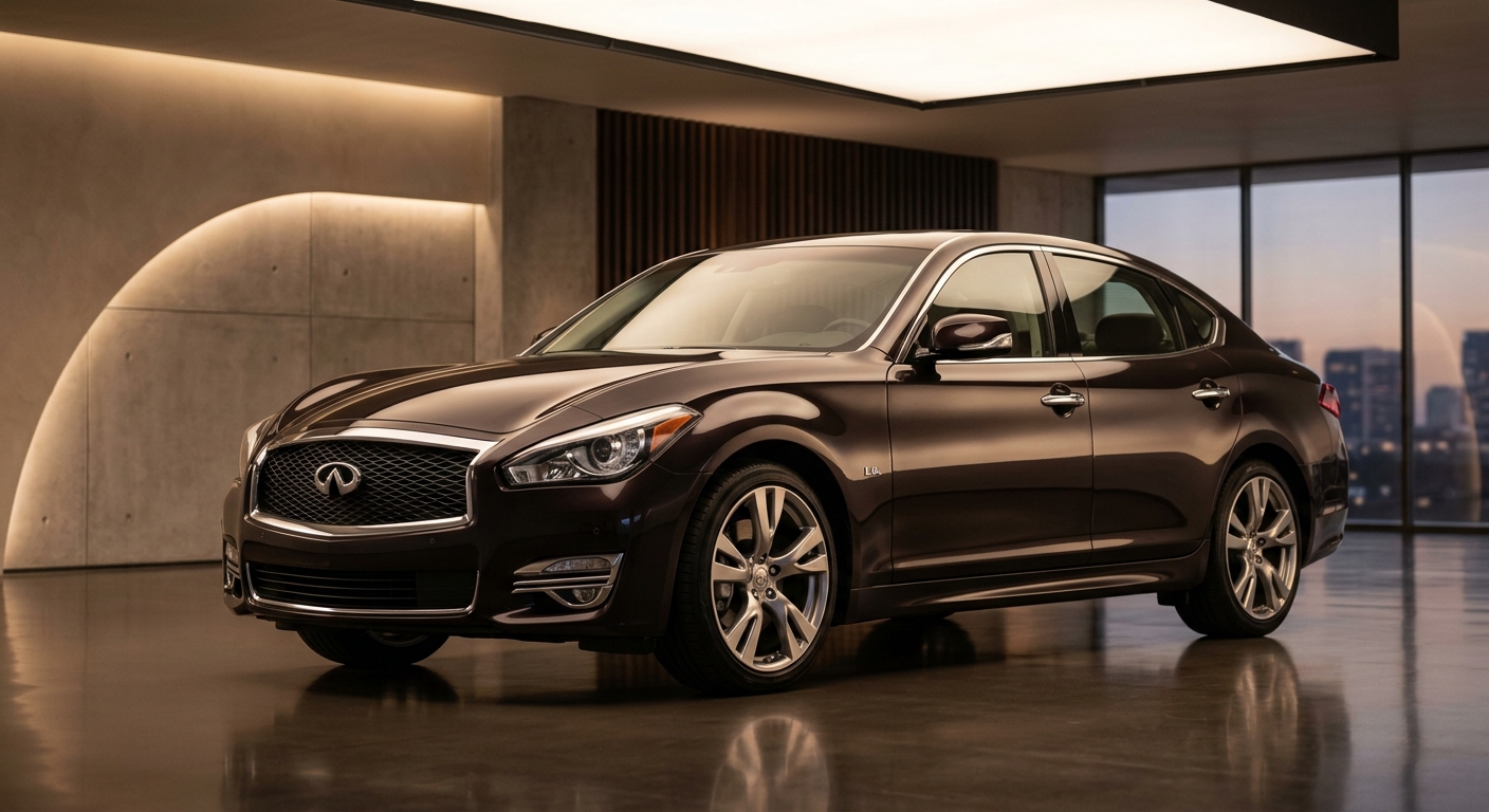2014 Infiniti Q70L luxury sedan in elegant studio setting with warm lighting