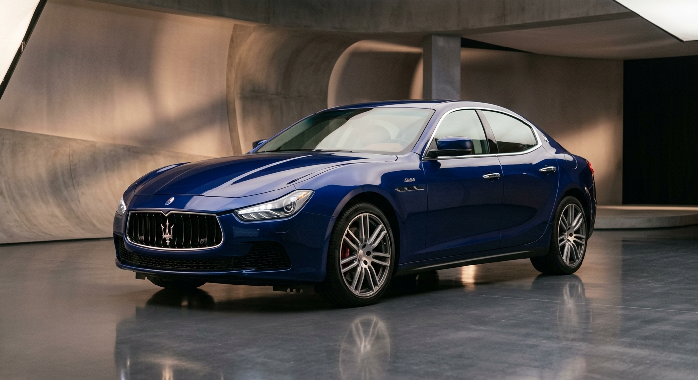 2014 Maserati Ghibli S Q4 luxury sedan in elegant studio lighting showing its distinctive Italian design