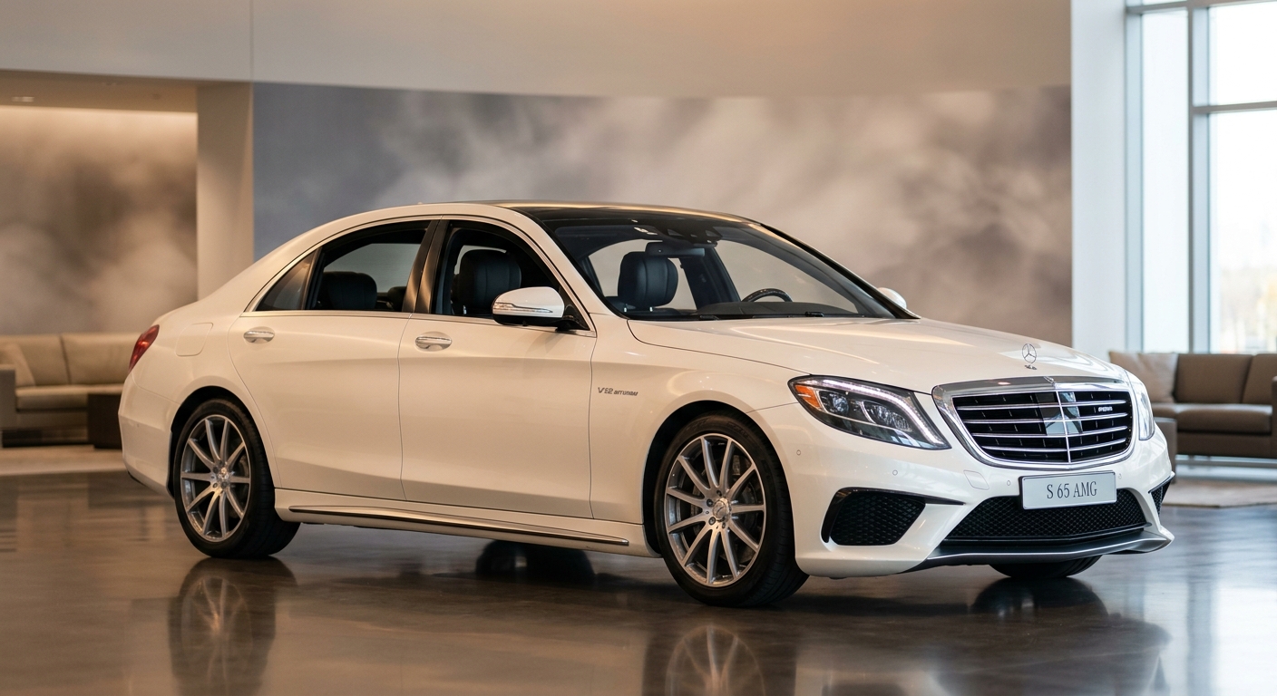 2016 Mercedes-Benz S65 AMG luxury sedan in elegant studio lighting with soft warm background