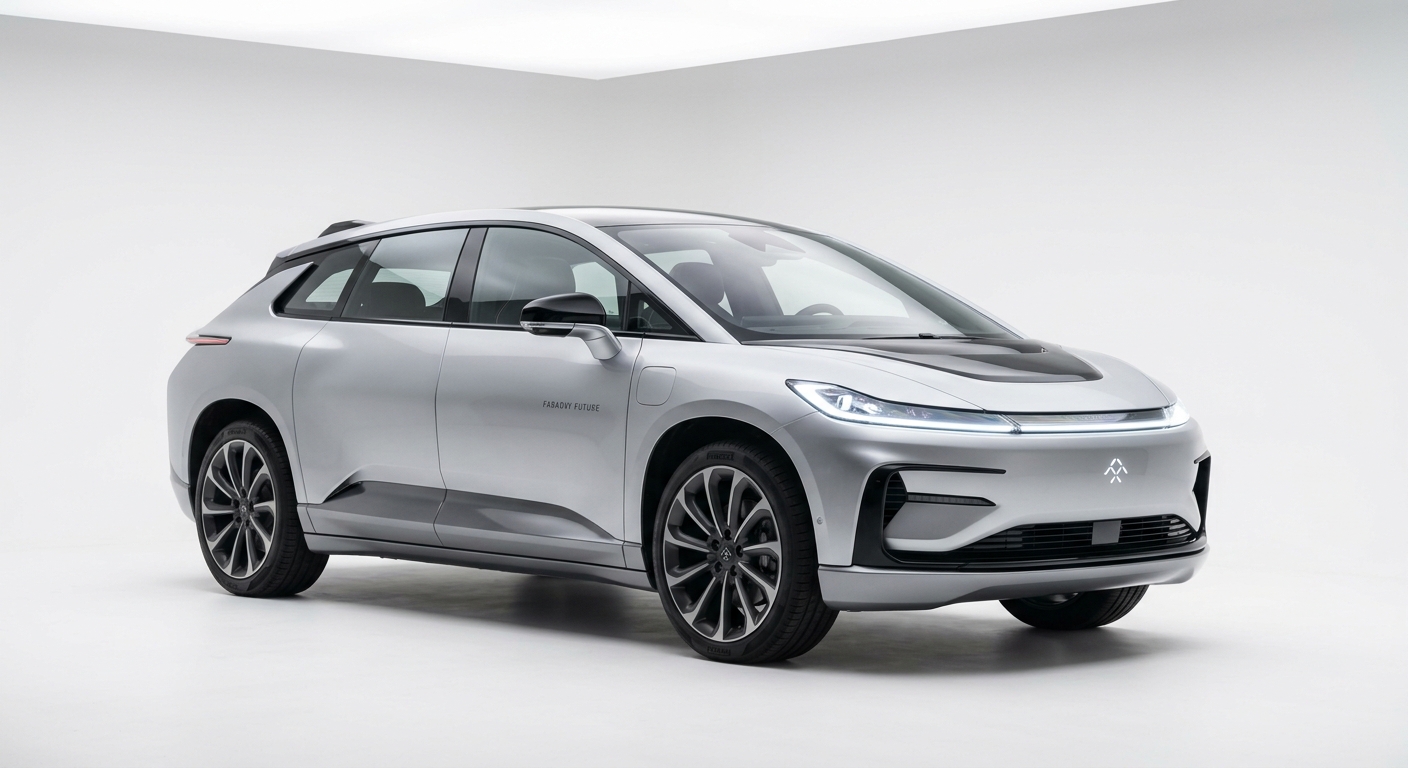 2017 Faraday Future FF 91 electric luxury SUV in clean minimal studio setting with white background