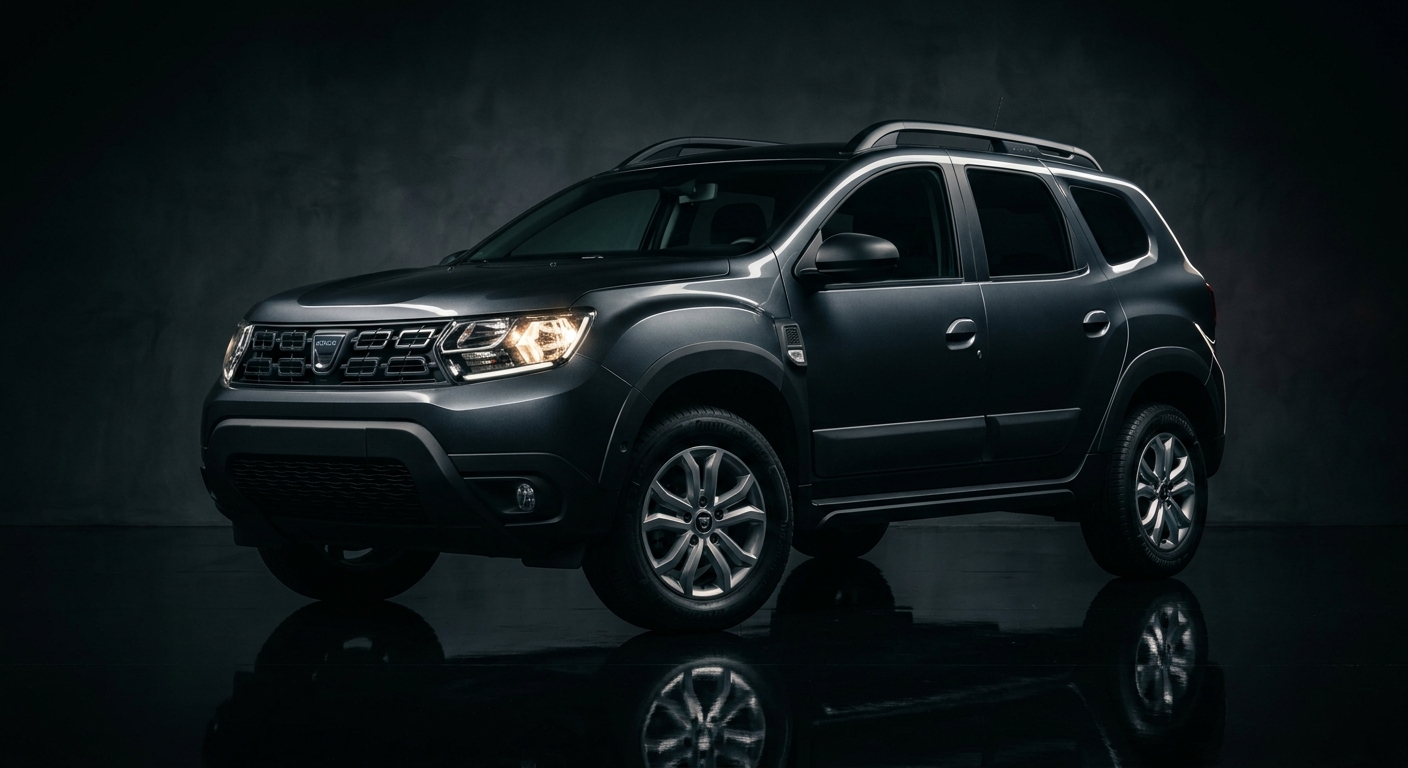 2018 Dacia Duster TCe 125 SUV in studio lighting with dark background