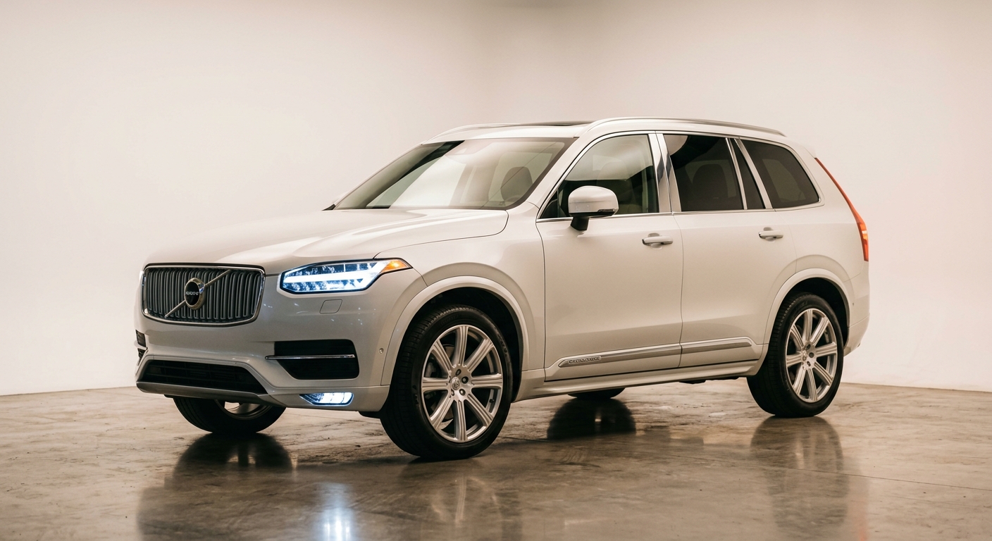 2018 Volvo XC90 T8 Excellence luxury SUV photographed in elegant studio setting with soft warm lighting