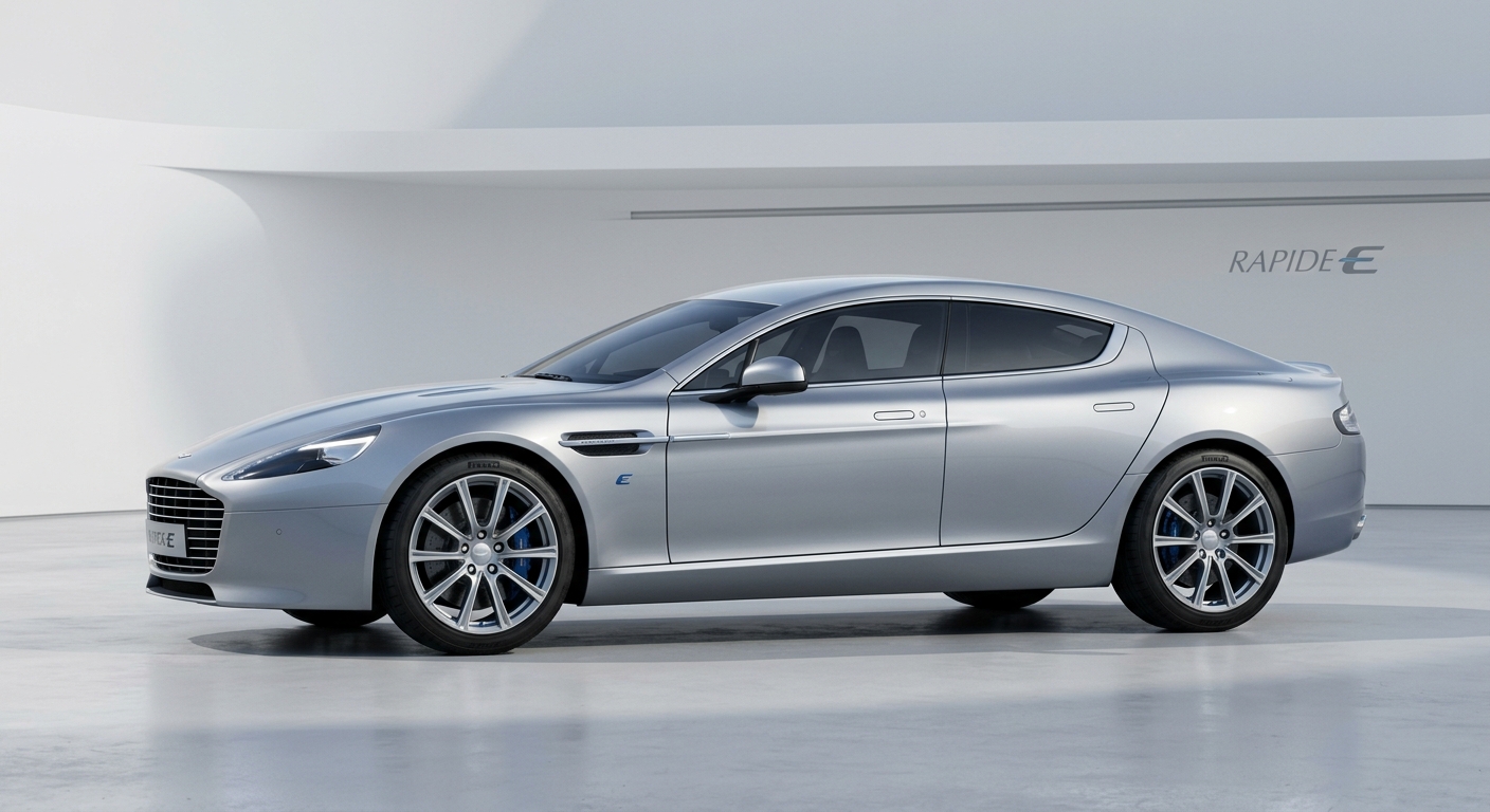 2019 Aston Martin Rapide E electric luxury sedan in clean studio lighting