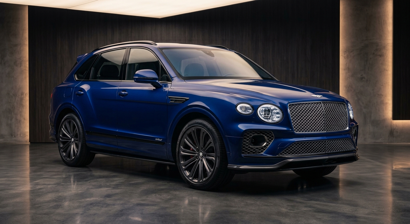 2019 Bentayga Speed W12 luxury SUV in elegant studio setting with warm lighting