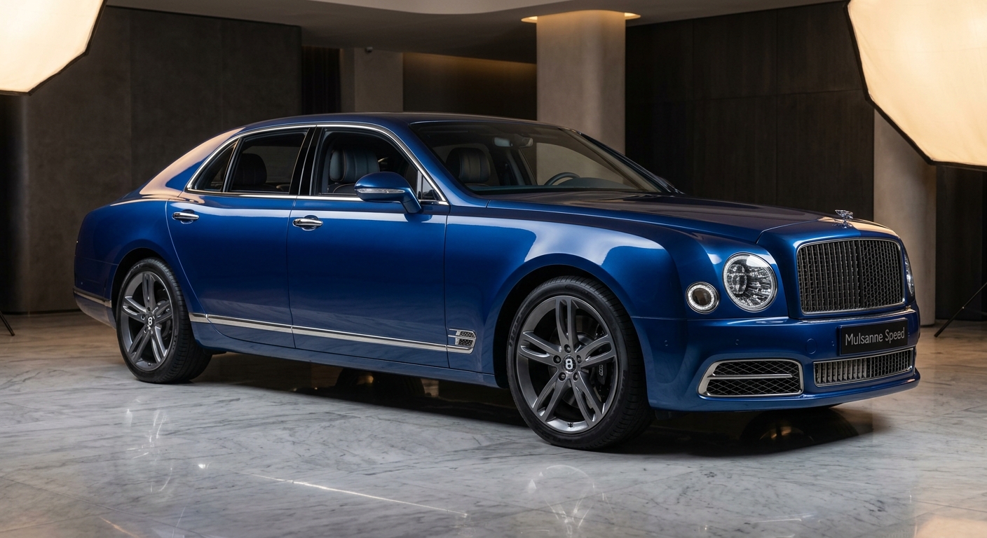 2019 Bentley Mulsanne Speed luxury sedan in elegant studio setting with warm lighting