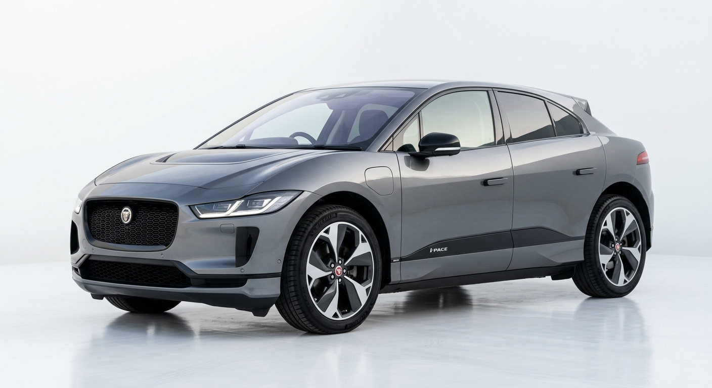 2019 Jaguar I-PACE EV400 electric SUV in studio lighting showing sleek aerodynamic design