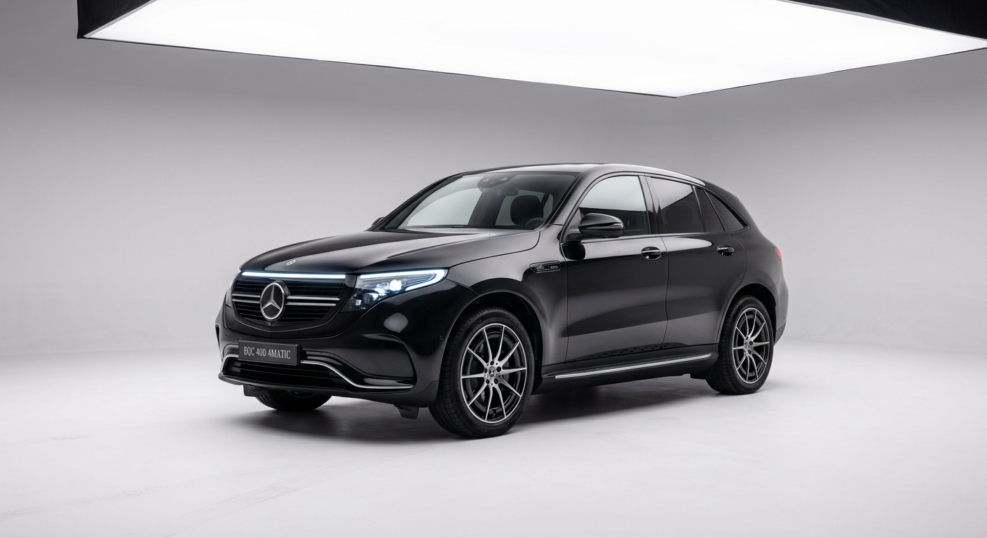 2020 Mercedes-Benz EQC 400 4MATIC electric SUV in modern studio setting with clean white background