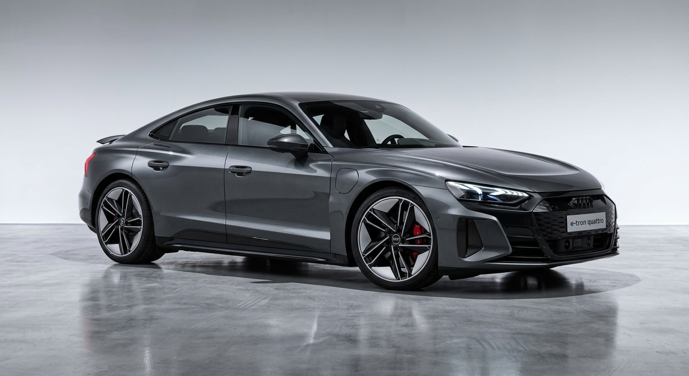 2021 Audi e-tron GT quattro electric performance sedan in clean studio lighting