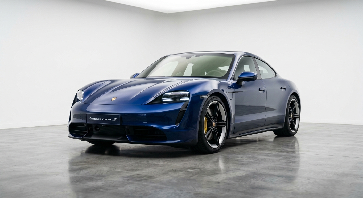 2021 Porsche Taycan Turbo S electric performance sedan in clean studio lighting