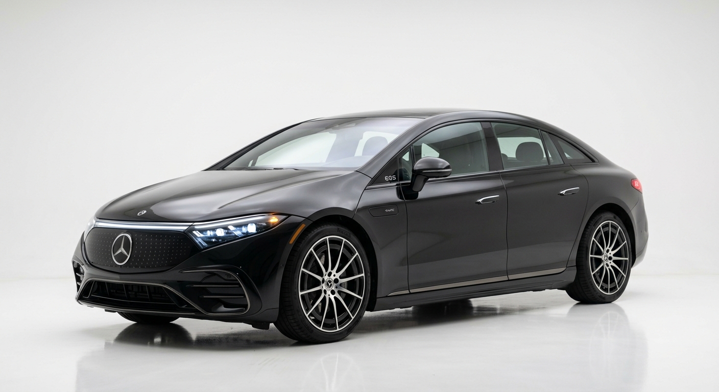 2022 Mercedes-Benz EQS 580 4MATIC luxury electric sedan in studio lighting
