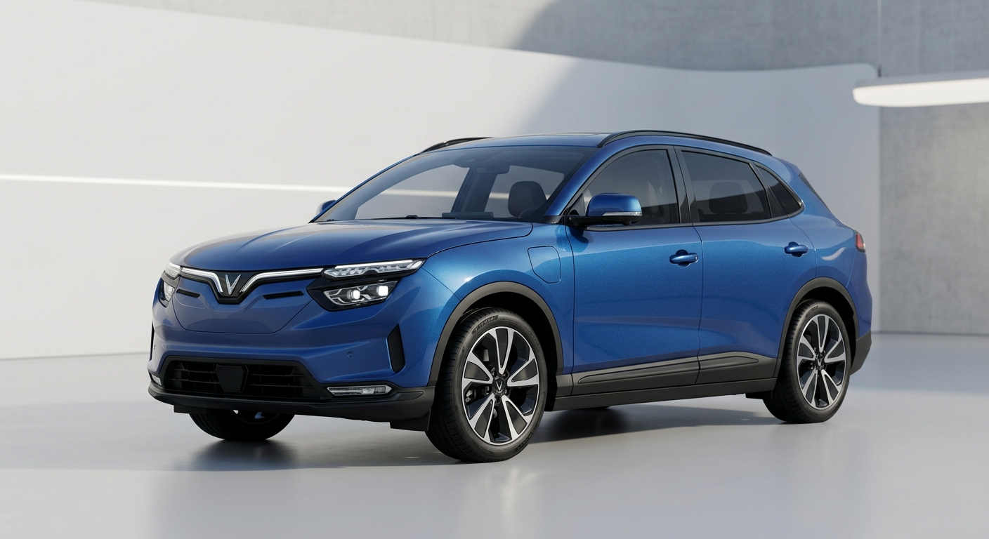 2022 VinFast VF e34 electric SUV in white against clean studio background