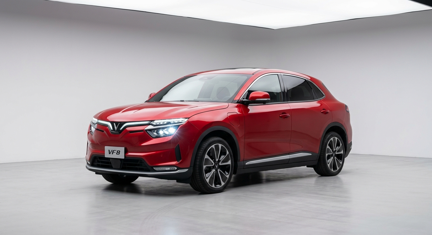 2022 VinFast VF 8 electric crossover SUV in clean minimal studio with white background and soft lighting