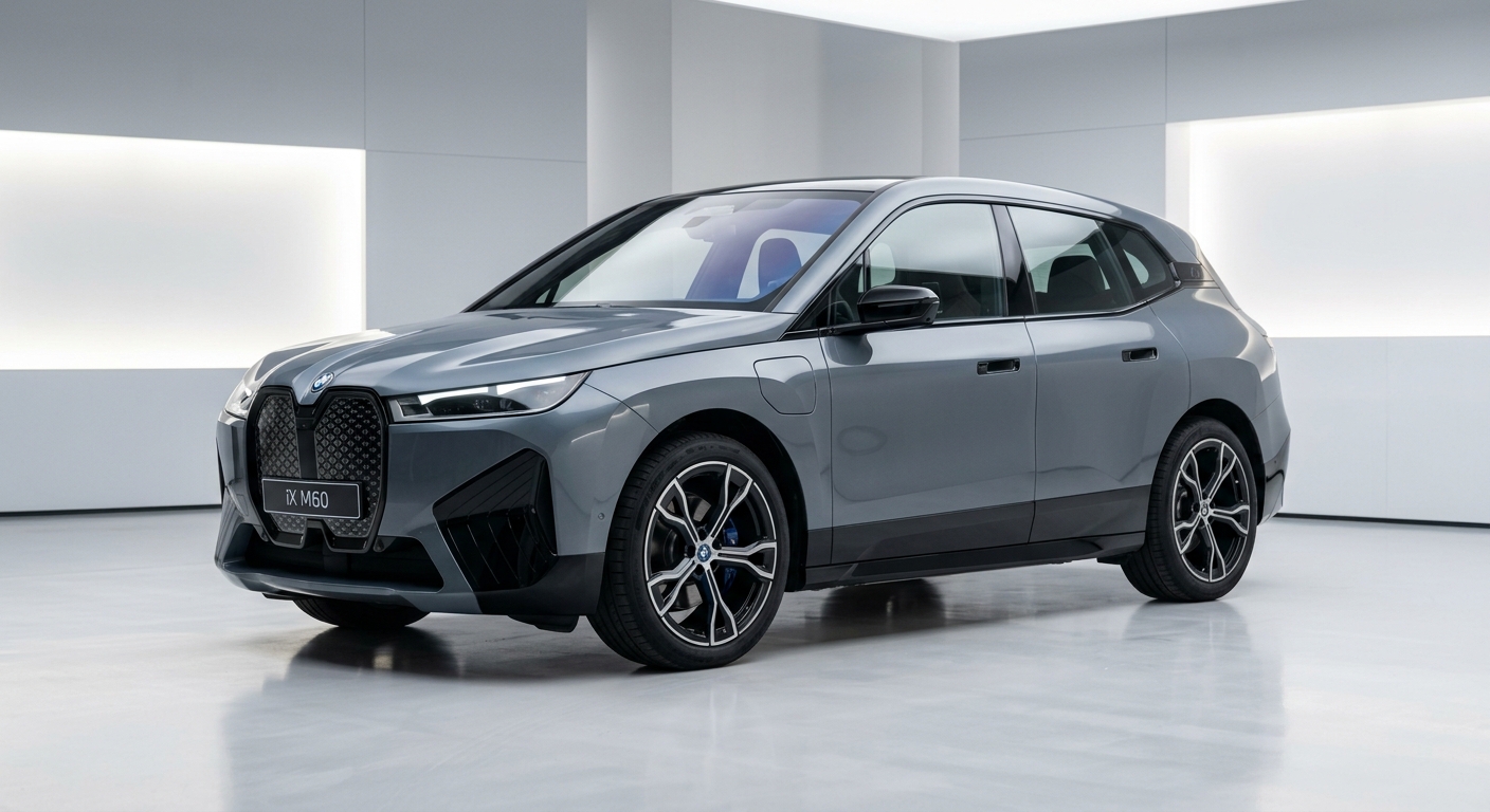 2023 BMW iX M60 electric luxury SUV in modern studio lighting