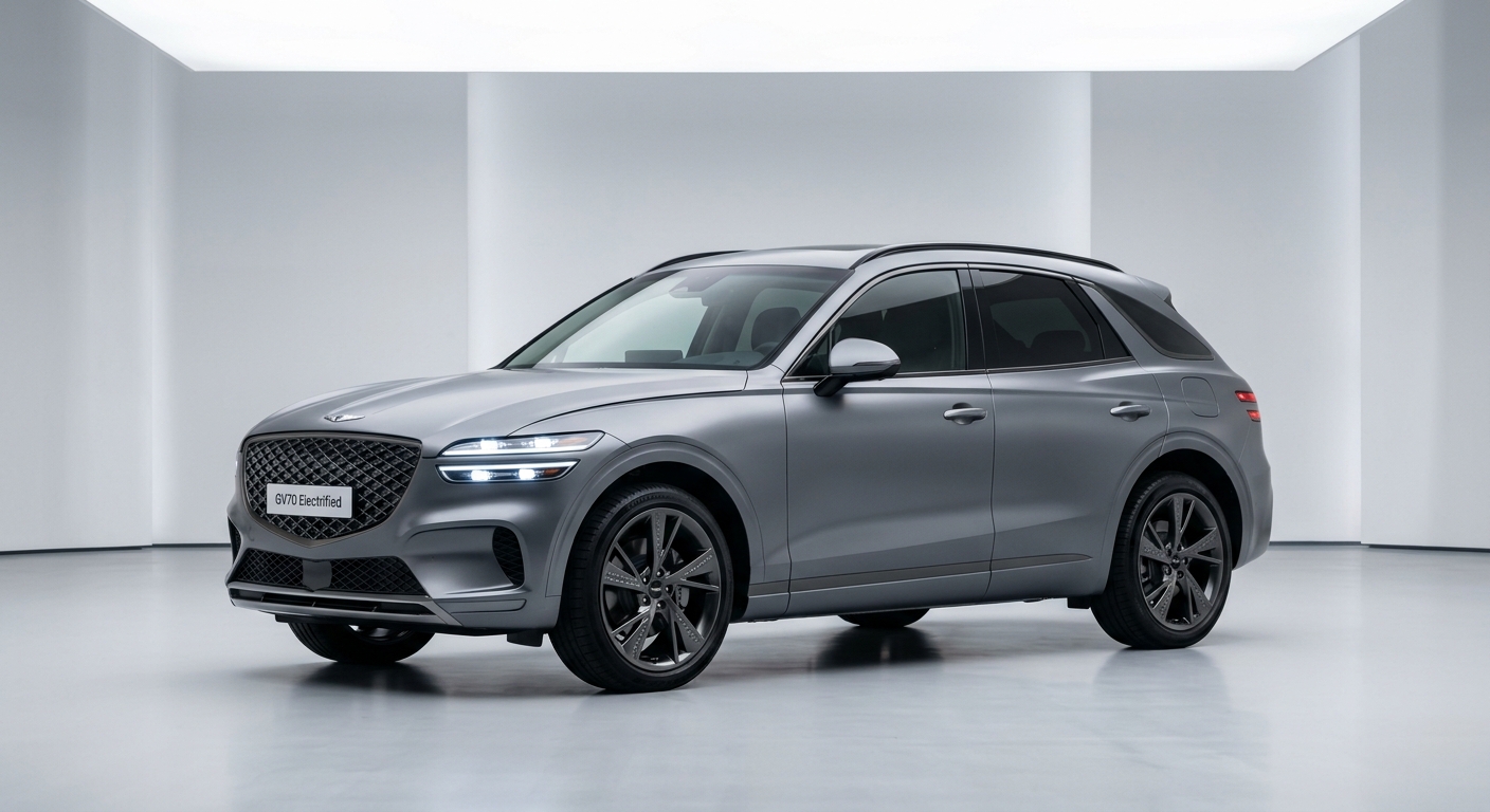 2023 Genesis Electrified GV70 luxury electric SUV in clean minimal studio lighting
