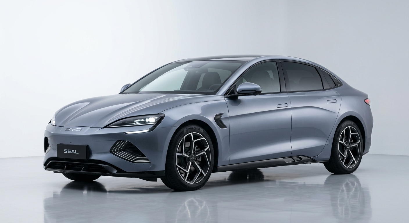 2024 BYD Seal electric sedan in sleek studio lighting with clean white background