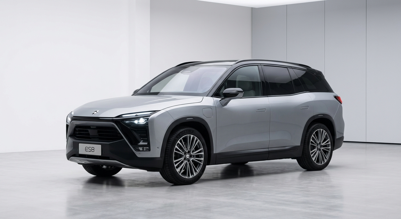 2024 NIO ES8 electric luxury SUV in clean minimal studio with soft diffused lighting